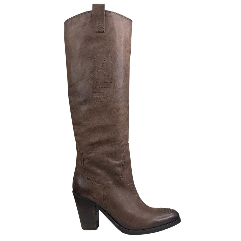 Paola Ferri Women’s Brown Leather Pull On Riding Boots Size 36 US 5.5